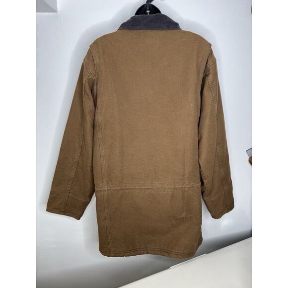 LL Bean Canvas Sherpa Lined Pockets Brown Coat Jacket Size Small Men’s Regular - Picture 6 of 14